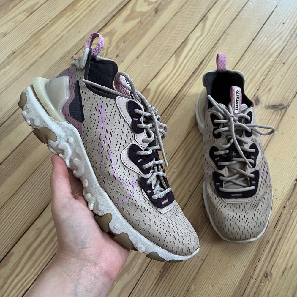 Nike React Vision‎ DMSX Womens 8 Fossil Stone Saffron Quartz CI7523-007 Sneakers